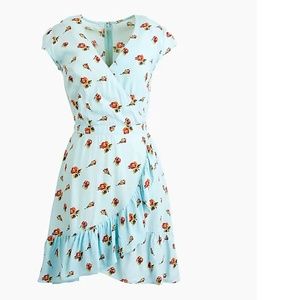 NWT J.Crew Mercantile faux-wrap mini dress blue